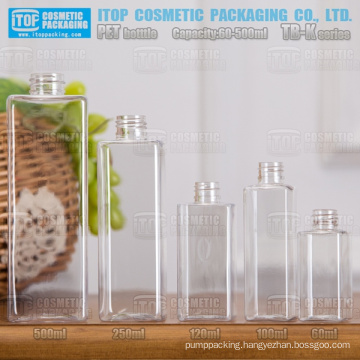 TB-K Series 60ml 100ml 120ml 250ml 500ml classical single layer useful color injection blowing plastic square pet bottle